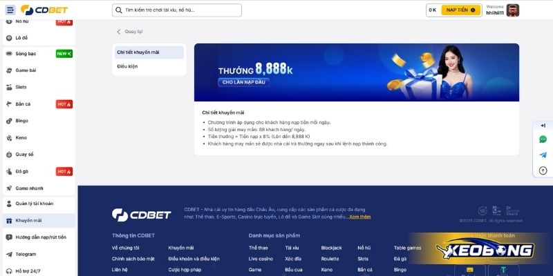 Khuyến mãi nạp 8% mỗi ngày tại CDBET Khuyến mãi nạp 8% mỗi ngày tại CDBET