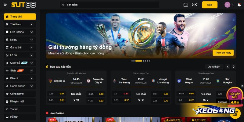 Giao diện đẳng cấp của nhà cái SUT88 Giao diện đẳng cấp của nhà cái SUT88